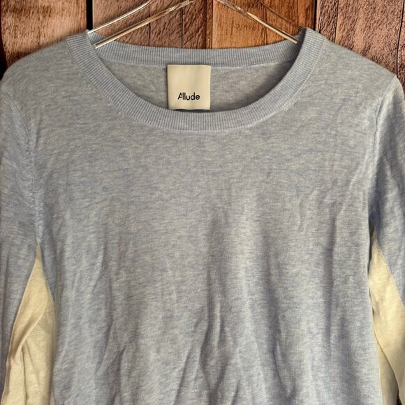 Allude Sweater Pullover Crew Lightweight Classic Preppy Blue Fall Luxury Large - Picture 3 of 8